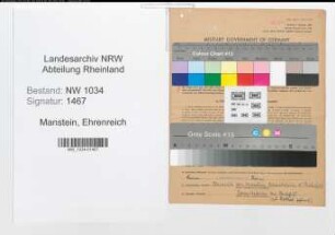 Entnazifizierung Ehrenreich Von Manstein , geb. 06.09.1872 (Oberst)