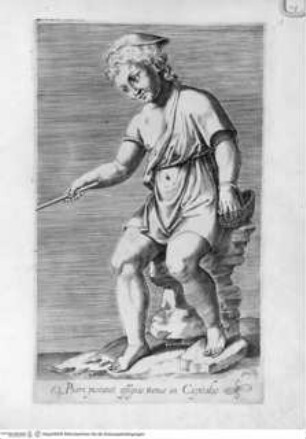 Antiquarum statuarum urbis Romae, quae in publicis privatisque locis visuntur, icones. Romae. Ex typis Laurentii Vaccarii... MDLXXXIIII., Tafel [35]: Pueri piscanti effigies Romae in Capitolio (nach der Antike)