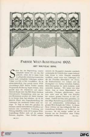 Pariser-Welt-Ausstellung 1900. Art Nouveau Bing