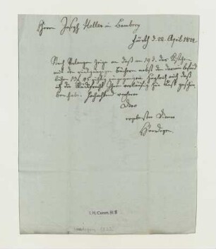 Brief von Friedrich Heerdegen an Joseph Heller