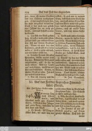 XI. Auf das Fest der siegreichen Himmelfahrt Christi.