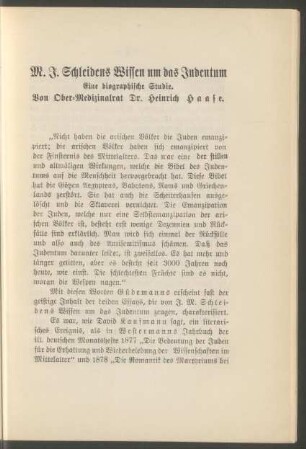 M. J. Schleidens Wissen um das Judentum : eine biographische Studie