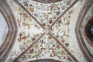 Gewölbebilder mit Drolerien, Ranken- und Laubwerk — Vogelwesen, Köpfe, Ranken- und Laubwerk
