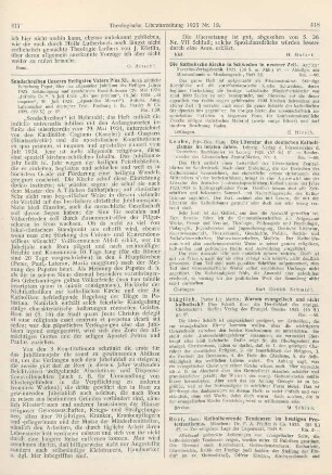 417-418 [Rezension] Sendschreiben Unseres Heiligsten Vaters Pius XI., durch göttliche Vorsehung Papst, über das allgeimene Jubiläum des Heiligen Jahres 1925