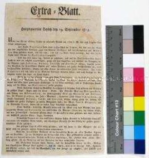 Extrablatt der alliierten Truppen aus dem Hauptquartier Teplitz vom 19. Sept. 1813