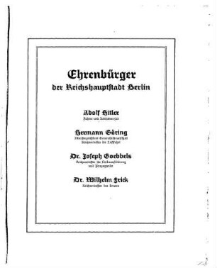 Ehrenbürger der Reichshauptstadt Berlin