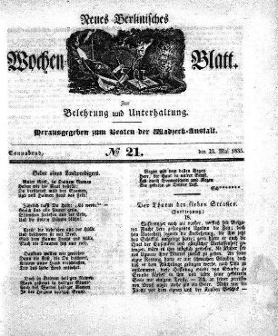 No. 21, Sonnabend, den 23.Mai 1835