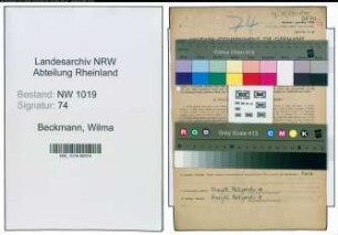 Entnazifizierung Wilma Beckmann , geb. 23.07.1910 (Lehrerin)