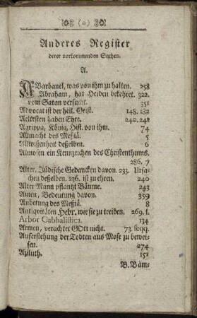 Anderes Register derer vorkommenden Sachen.