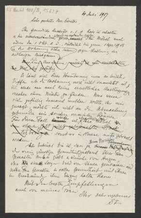 Brief an Erich Michaelis : 04.07.1917