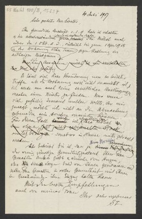 Brief an Erich Michaelis : 04.07.1917