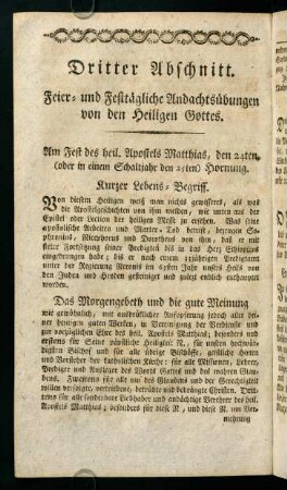 696-760, Dritter Abschnitt. Feier- und Festtägliche Andachtsübungen von den Heiligen Gottes