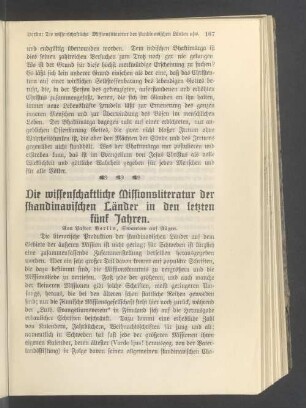 Die wissenschaftliche Missionsliteratur der skandinavischen Länder in den letzten fünf Jahren