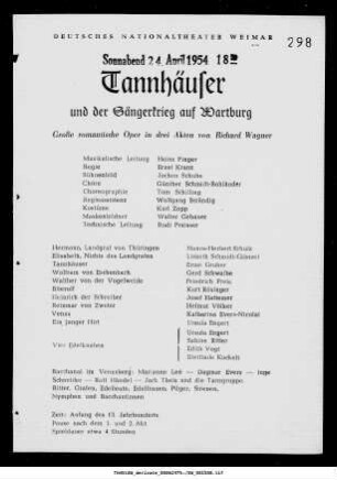 Tannhäuser und der Sängerkrieg auf Wartburg