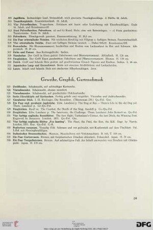 Geweihe, Graphik, Gartenschmuck (Nr. 523-536)