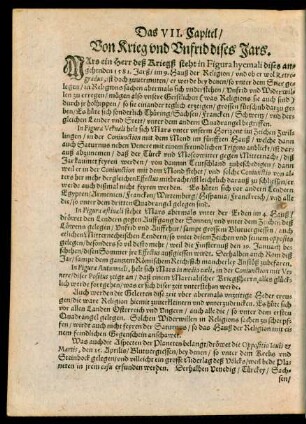 Das VII. Capitel/ Von Krieg und Unfrid dises Jars.