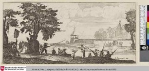 [Landschaft mit Fischfang am Stadtrand]