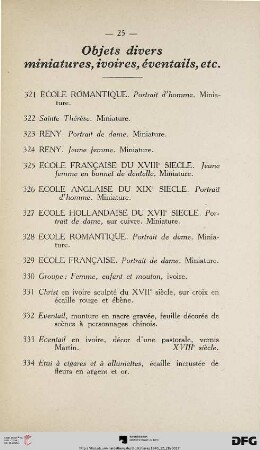 Objets divers miniatures, ivoires, éventails, etc. (Nr.321-338)