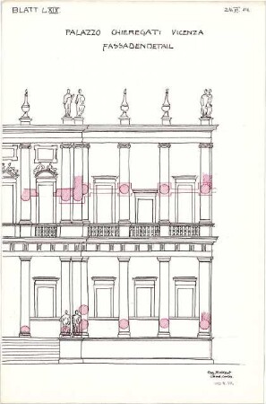 Eckert, Georg; München; Studienarbeiten - Palazzo Chieregati in Vicenza (Teilansicht m. Schnitt)