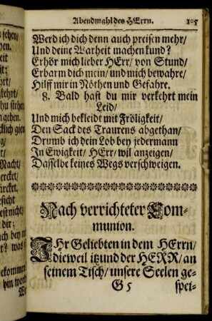 Nach verrichteter Communion.