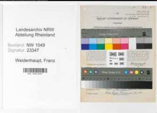 Entnazifizierung Franz Weidenhaupt , geb. 18.11.1905 (Dentist)
