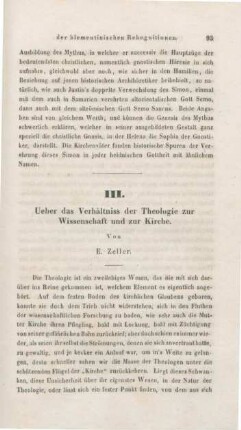 93-110 Ueber das Verhältnis der Theologie zur Wissenschaft und zur Kirche