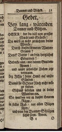 Gebet. Bey lang-wärenden Donner und Blitzen.