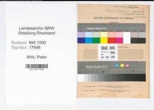 Entnazifizierung Peter Ahls, geb. 13.08.1901 (Ingenieur)