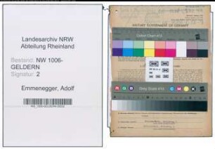 Entnazifizierung Adolf Emmenegger , geb. 11.09.1907 (Mueller)