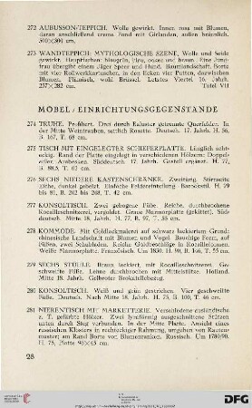 Möbel/Einrichtungsgegenstände (Nr. 274-313)