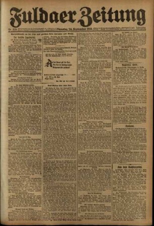 Erste Ausgabe vom Dienstag, den 24. September 1918.
