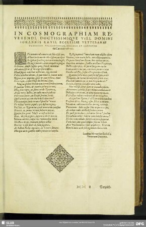 In Cosmographiam reverendi, Doctissimique Viri, Domini Iohannis Ravii, Ecclesiae Vetteranae ...