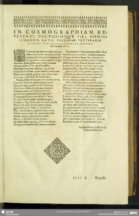 In Cosmographiam reverendi, Doctissimique Viri, Domini Iohannis Ravii, Ecclesiae Vetteranae ...