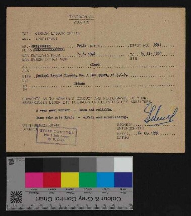 Fritz  Heinrich Fernando Arp - Central Record Branch, No.1 Sub Depot, 15 B.O.D