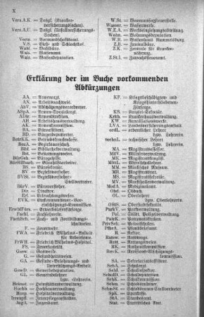 Erklärung der im Buche vorkommenden Abkürzungen