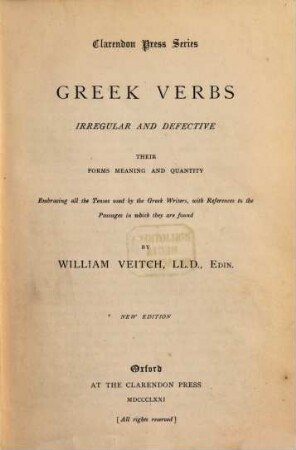 Greek verbs : Irregular and defective. Their forms meaning and quantity