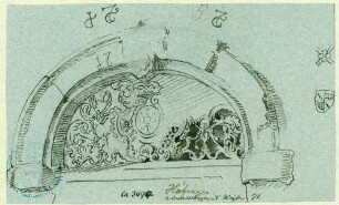 Hüfingen Tympanon mit schmiedeeisernem Gitter und Wappen
