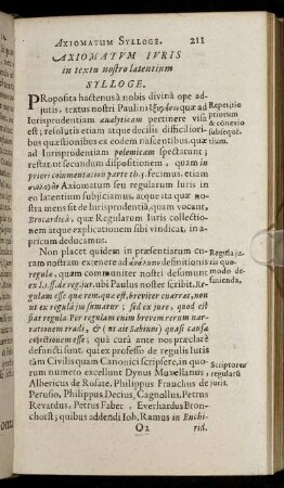 Axiomatum Iuris in textu nostro latentium Sylloge.
