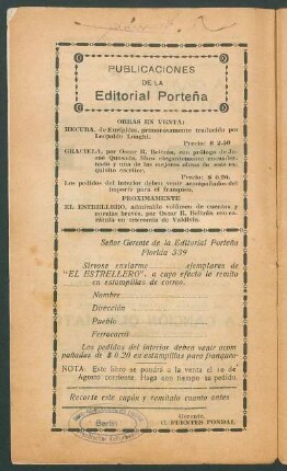 Publicaciones de la Editorial Porteña