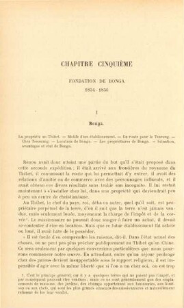 Chapitre cinquième. Fondation de Bonga 1854-1856