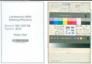 Entnazifizierung Karl Roehr , geb. 02.11.1889 (Vermess.Direktor)