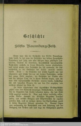 Geschichte des Stifts Naumburg-Zeitz