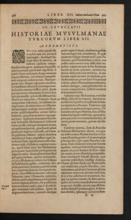 Historiae Musulmanae Turcorum Liber XII. Muhameticus.