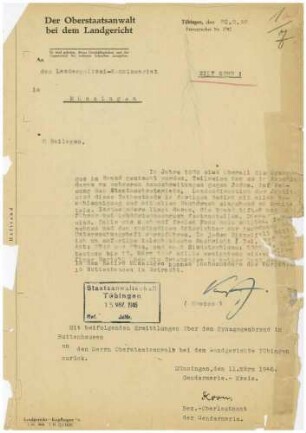 Strafakte Schrage, Reinhold, Lehrer, Münsingen u.a. Qu.1-30