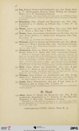 III. Musik (Nr. 334-437)