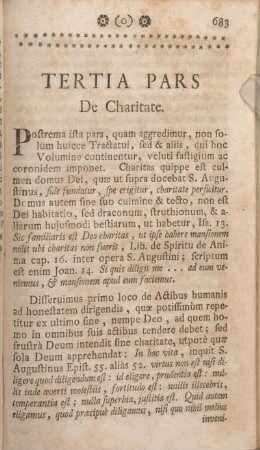 Tertia Pars De Charitate. [Caput Primum - Caput VI.]