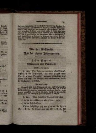 Vierter Abschnitt. Von der ebenen Trigonometrie.