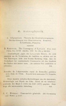 Die Fortschritte der Physik. 3. Abteilung, Kosmische Physik : dargest. von d. Physikalischen Gesellschaft zu Berlin, 35. 1879 (1886)