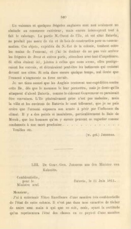 LIII. De Gouv.-Gen. Janssens ... 21 Juni 1811