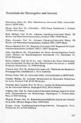 Verzeichnis der Herausgeber und Autoren